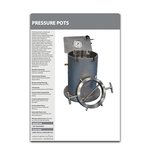 Pressure Pot Data Sheet