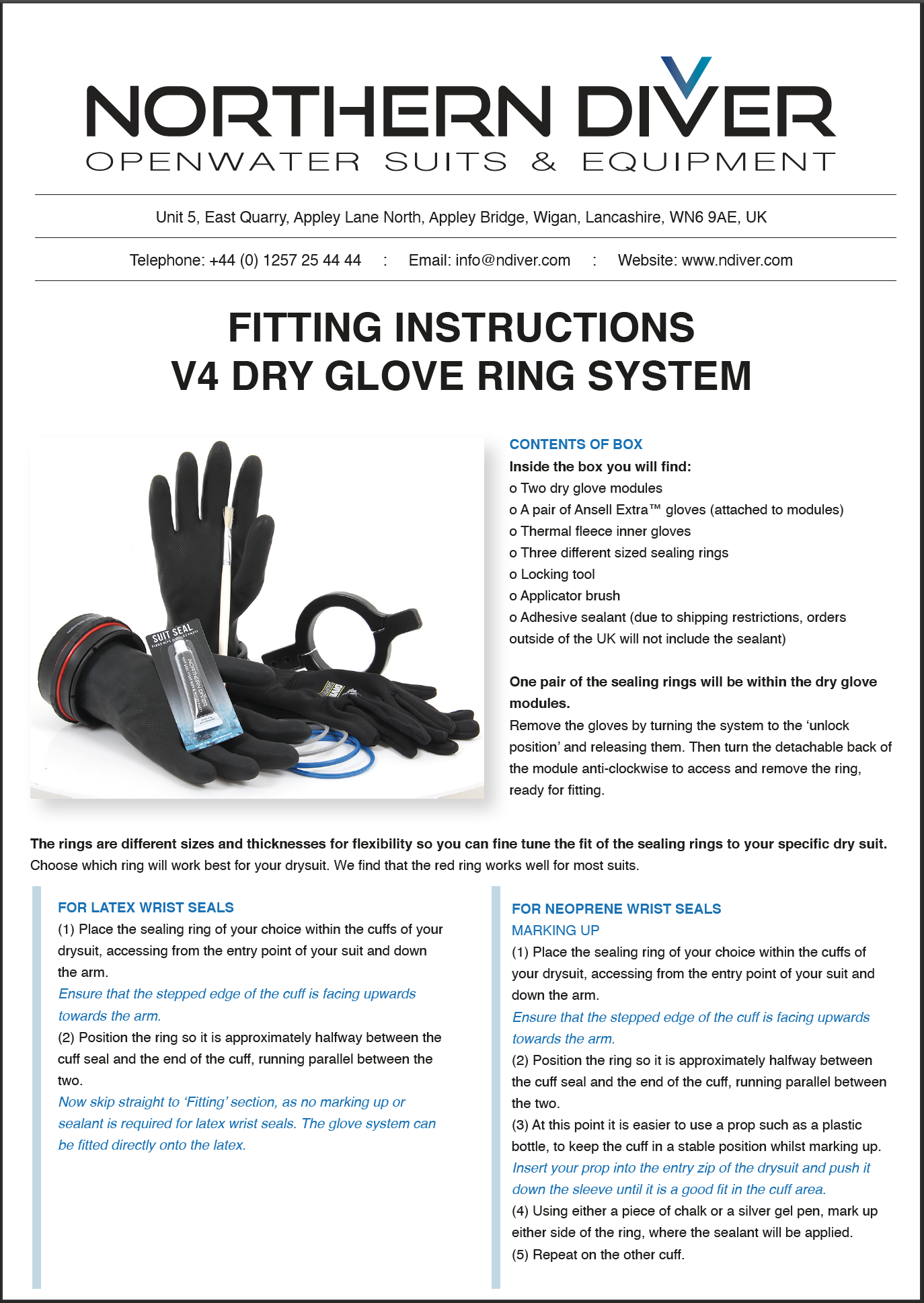 Fitting Instructions V4 Dry Glove Ring System